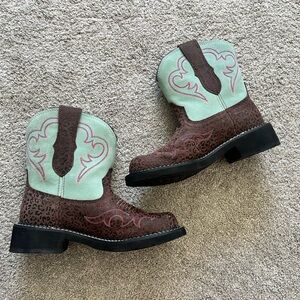 Ariat Women’s Size 6.5 Fatbaby Brown Leopard Western Cowgirl Boots WORE 1X